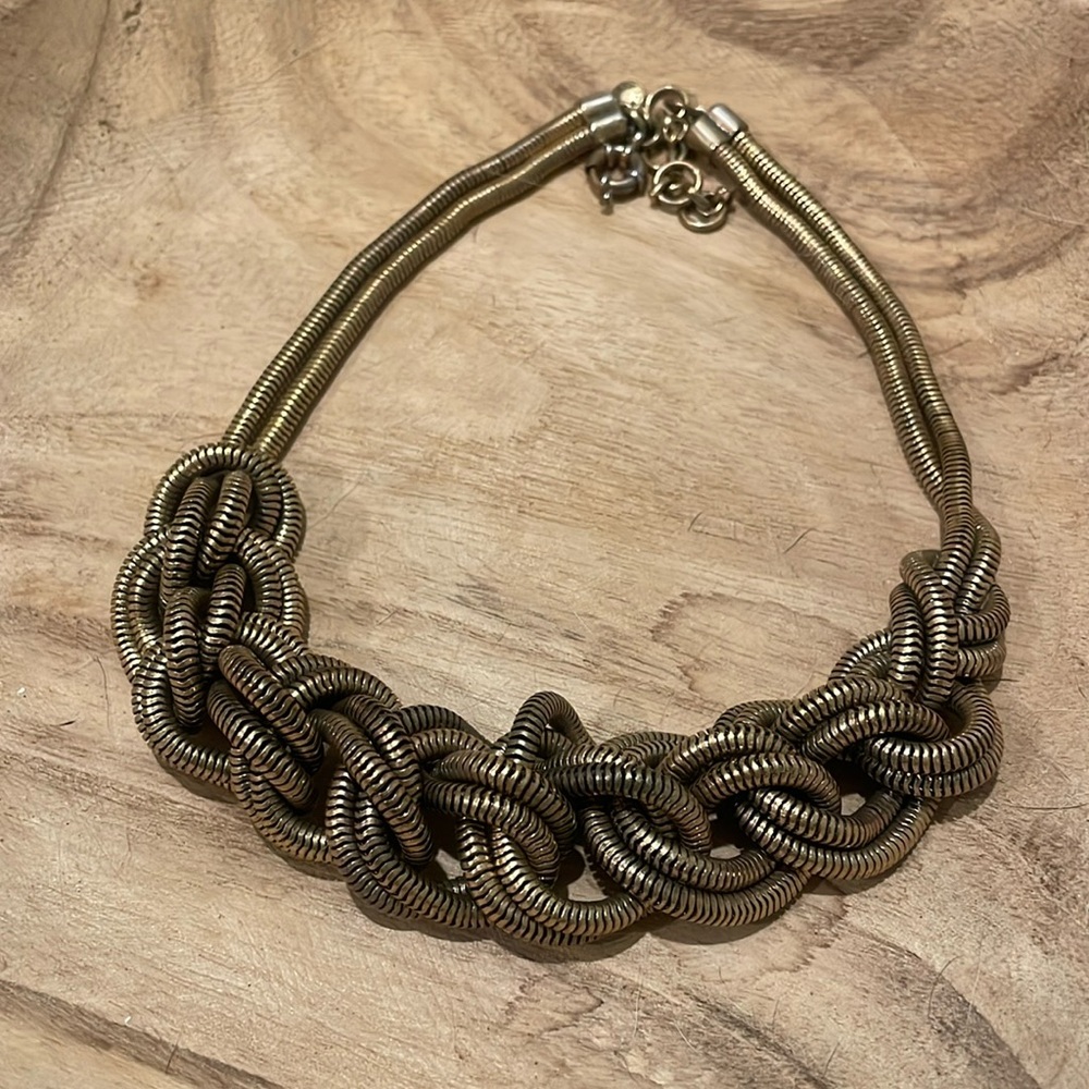 J.Crew Brass Knot Chain Statement Necklace